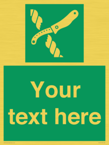 Custom sign safe condition Liferaft knife